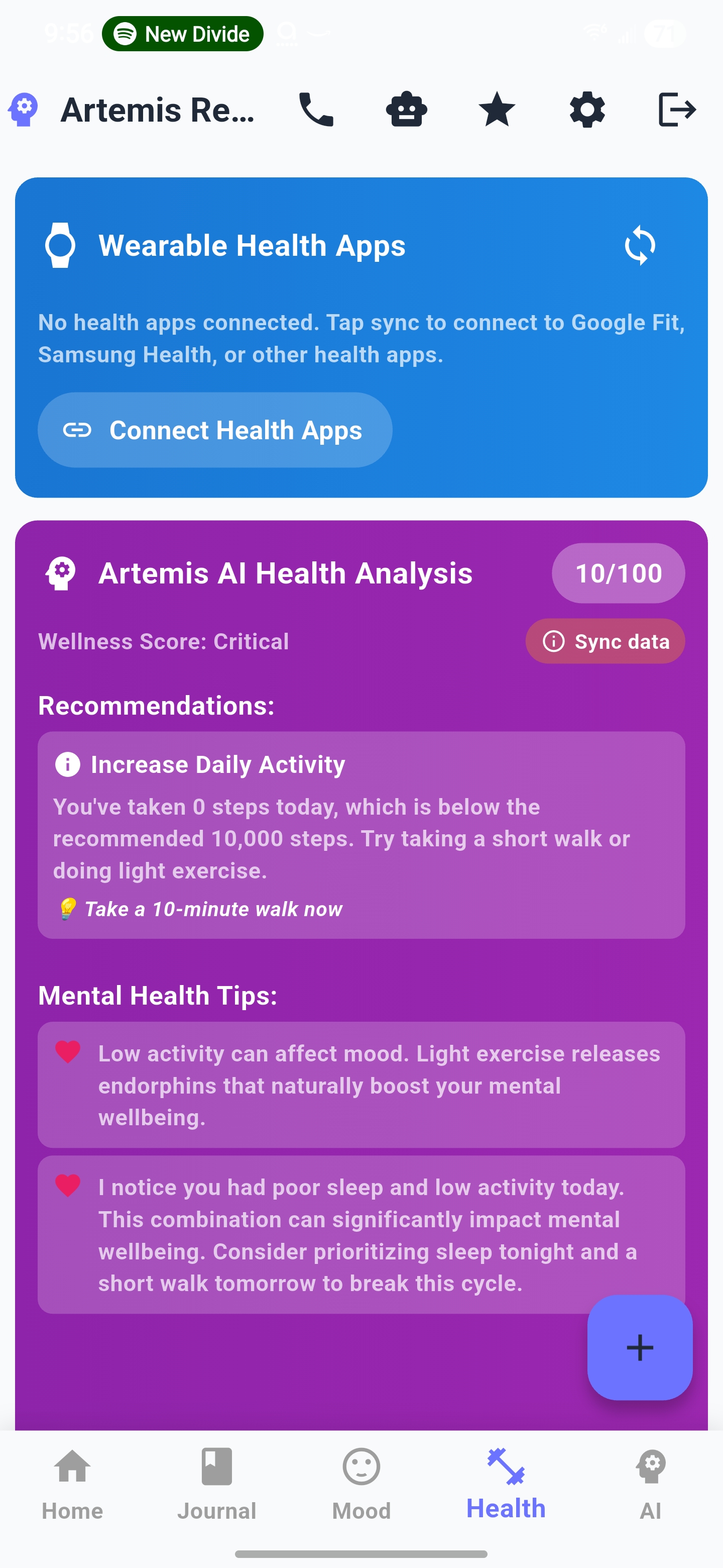 Artemis App Screenshot