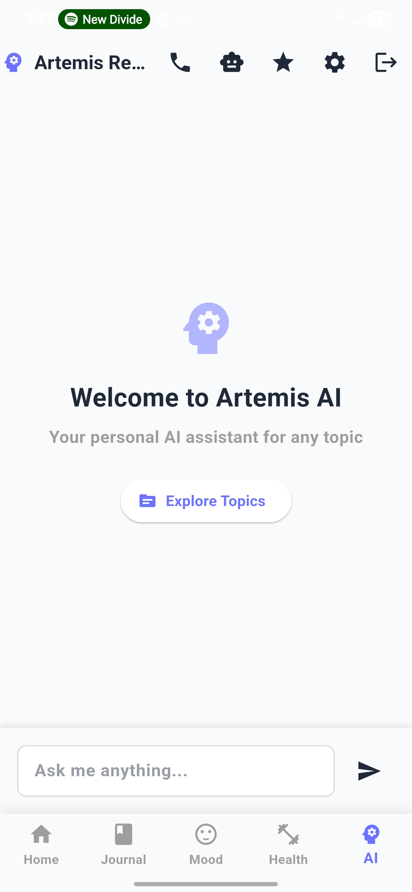Artemis App Screenshot